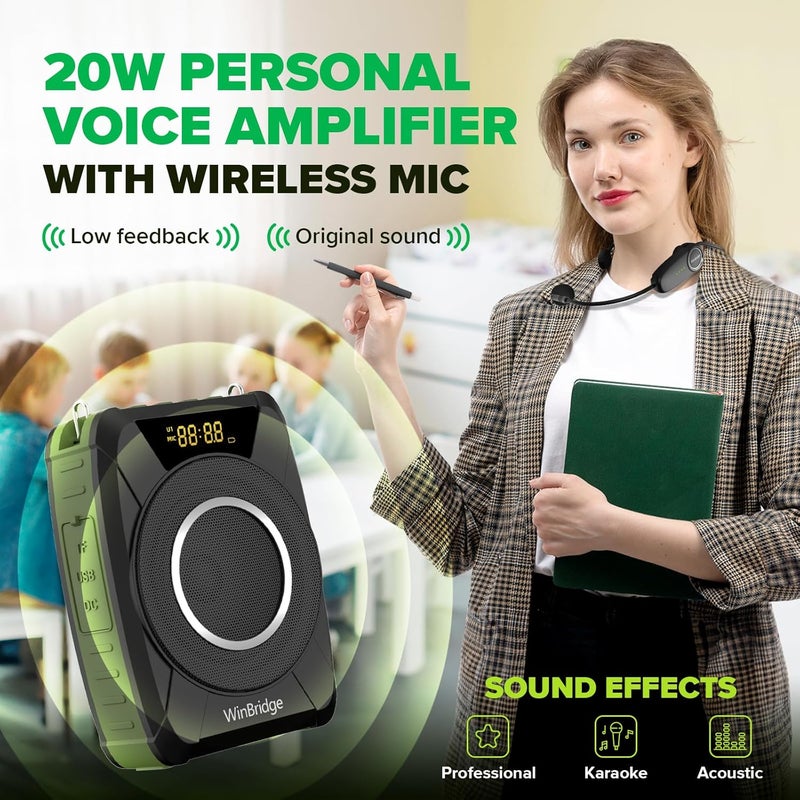 ResponseBridge Bluetooth 5.0 Voice Amplifier with Wireless Mic Headset, Waterproof Personal Microphone Wireless Voice Amplifier, 20W Loudly Portable Megaphone PA System for Teachers, Safety Drills, Outdoors Indoors - Image 3